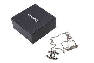 Very good condition CHANEL Coco mark necklace Weight approx. 11.5g 06C stamp Total length approx. 60cm Metal Rhinestone Colored stone Silver Used 4b001048