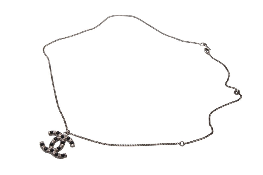 極美品 CHANEL シャネル ココマーク ネックレス 重量約11.5g 06C刻印 全長約60cm メタル ラインストーン カラーストーン シルバー 中古 4b001048