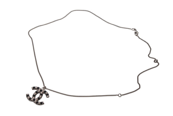 Very good condition CHANEL Coco mark necklace Weight approx. 11.5g 06C stamp Total length approx. 60cm Metal Rhinestone Colored stone Silver Used 4b001048