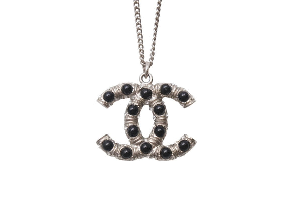 Very good condition CHANEL Coco mark necklace Weight approx. 11.5g 06C stamp Total length approx. 60cm Metal Rhinestone Colored stone Silver Used 4b001048