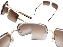 Load image into Gallery viewer, CHANEL シャネル リムレス サングラス 4092-B c.125/13 サイズ62□15 120 ココマーク ラインストーン ブラウン ゴールド 良品 中古 4b001062
