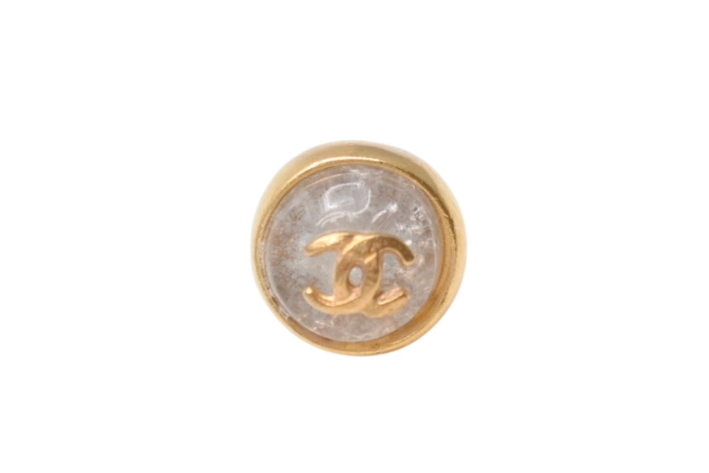 極美品 CHANEL シャネル ココマーク ピアス 重量約2.4g d66刻印 メタル ラインストーン GD ゴールド クリア 両耳用 中古 4b001064