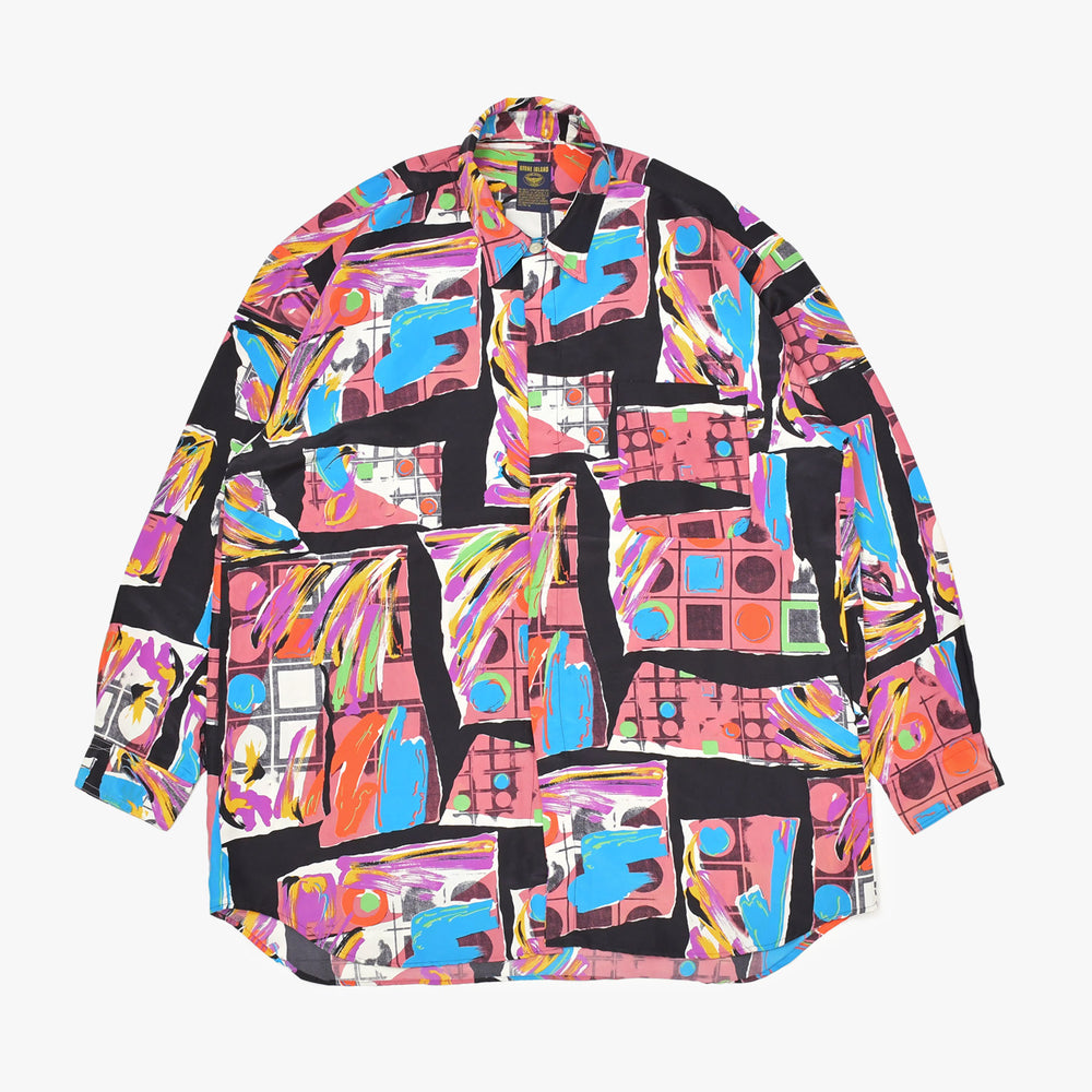 STONE ISLAND ストーンアイランド 総柄シャツ マルチカラー ブラック ピンク ブルー サイズｓ美品 中古 010642