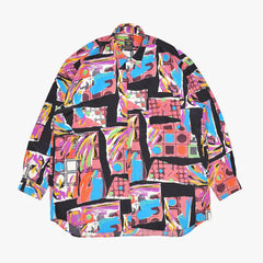STONE ISLAND ストーンアイランド 総柄シャツ マルチカラー ブラック ピンク ブルー サイズｓ美品 中古 010642