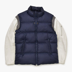UNDERCOVER アンダーカバー アーカイブ レザースリーブ ダウンジャケット ネイビー ホワイト サイズ3 美品 中古 4b010648