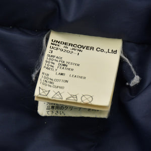UNDERCOVER アンダーカバー アーカイブ レザースリーブ ダウンジャケット ネイビー ホワイト サイズ3 美品 中古 4b010648
