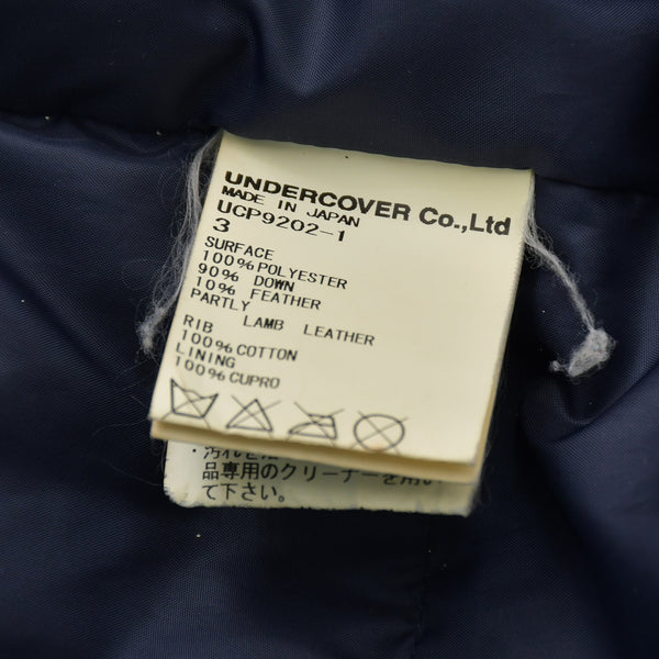 UNDERCOVER アンダーカバー アーカイブ レザースリーブ ダウンジャケット ネイビー ホワイト サイズ3 美品 中古 4b010648