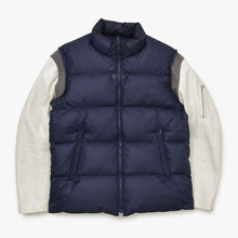 画像をギャラリービューアに読み込む, UNDERCOVER アンダーカバー アーカイブ レザースリーブ ダウンジャケット ネイビー ホワイト サイズ3 美品 中古 4b010648