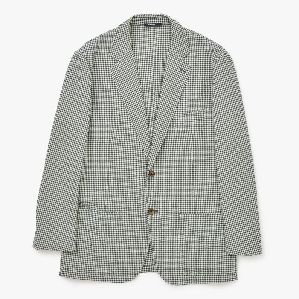 HERMES エルメス テーラードジャケット チェック アウター メンズ サイズ 52 ウール グリーン ブラウン 美品 中古 4a001074
