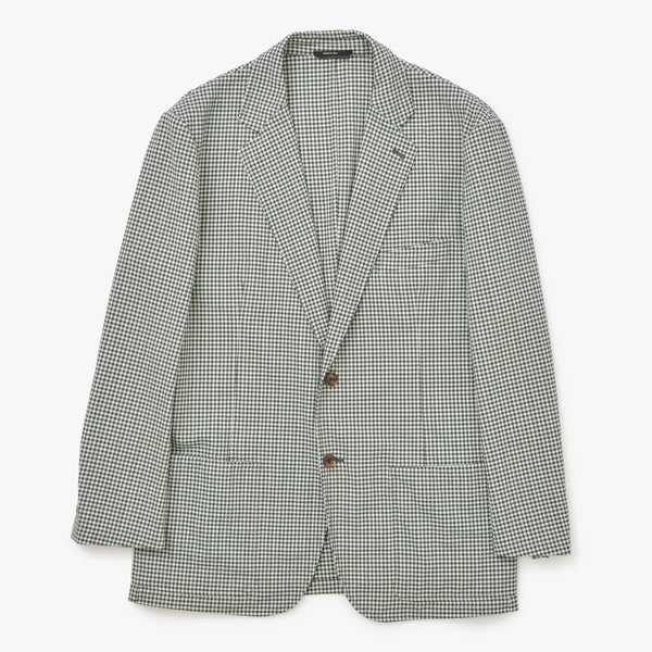 HERMES エルメス テーラードジャケット チェック アウター メンズ サイズ 52 ウール グリーン ブラウン 美品 中古 4a001074