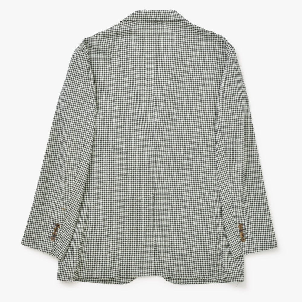 HERMES エルメス テーラードジャケット チェック アウター メンズ サイズ 52 ウール グリーン ブラウン 美品 中古 4a001074