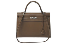 Load image into Gallery viewer, 極美品 HERMES エルメス ケリー35 ハンドバッグ □O刻 2011年 外縫い カーフスキン エトゥープ シルバー金具 中古 4b001082