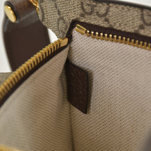 極美品 GUCCI グッチ ブロンディベルトバッグ GGスプリームキャンバス ベージュ インターロックキングG ラウンドGロゴ ウエストバッグ ゴールド金具 718154 中古 4a001086