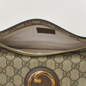 極美品 GUCCI グッチ ブロンディベルトバッグ GGスプリームキャンバス ベージュ インターロックキングG ラウンドGロゴ ウエストバッグ ゴールド金具 718154 中古 4a001086