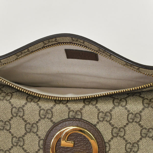 極美品 GUCCI グッチ ブロンディベルトバッグ GGスプリームキャンバス ベージュ インターロックキングG ラウンドGロゴ ウエストバッグ ゴールド金具 718154 中古 4a001086