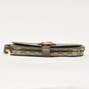 極美品 GUCCI グッチ ブロンディベルトバッグ GGスプリームキャンバス ベージュ インターロックキングG ラウンドGロゴ ウエストバッグ ゴールド金具 718154 中古 4a001086