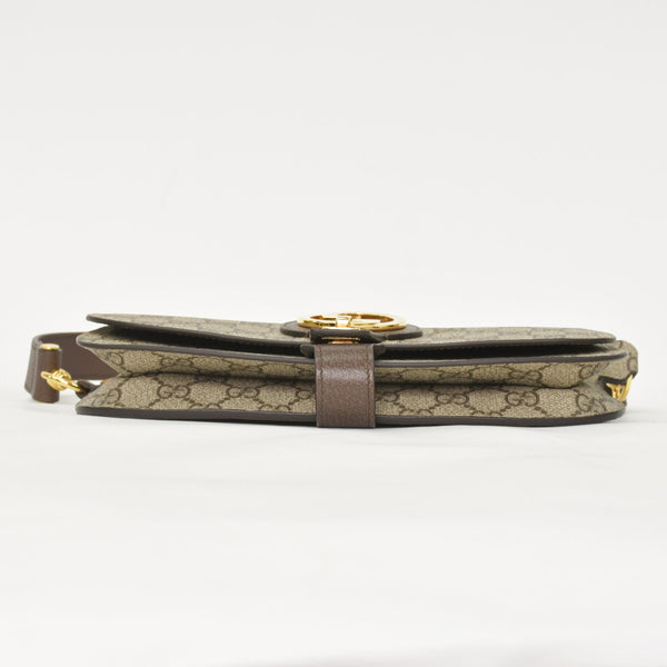 極美品 GUCCI グッチ ブロンディベルトバッグ GGスプリームキャンバス ベージュ インターロックキングG ラウンドGロゴ ウエストバッグ ゴールド金具 718154 中古 4a001086