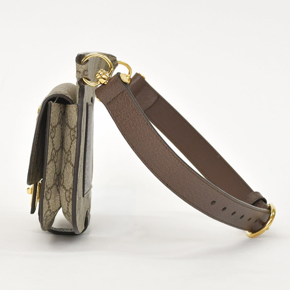 極美品 GUCCI グッチ ブロンディベルトバッグ GGスプリームキャンバス ベージュ インターロックキングG ラウンドGロゴ ウエストバッグ ゴールド金具 718154 中古 4a001086