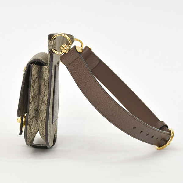極美品 GUCCI グッチ ブロンディベルトバッグ GGスプリームキャンバス ベージュ インターロックキングG ラウンドGロゴ ウエストバッグ ゴールド金具 718154 中古 4a001086