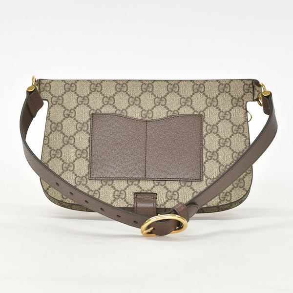 極美品 GUCCI グッチ ブロンディベルトバッグ GGスプリームキャンバス ベージュ インターロックキングG ラウンドGロゴ ウエストバッグ ゴールド金具 718154 中古 4a001086