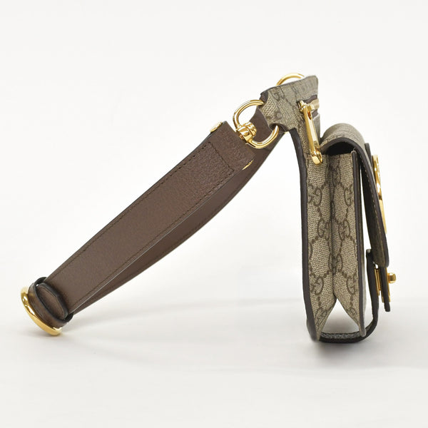 極美品 GUCCI グッチ ブロンディベルトバッグ GGスプリームキャンバス ベージュ インターロックキングG ラウンドGロゴ ウエストバッグ ゴールド金具 718154 中古 4a001086