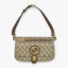Load image into Gallery viewer, 極美品 GUCCI グッチ ブロンディベルトバッグ GGスプリームキャンバス ベージュ インターロックキングG ラウンドGロゴ ウエストバッグ ゴールド金具 718154 中古 4a001086