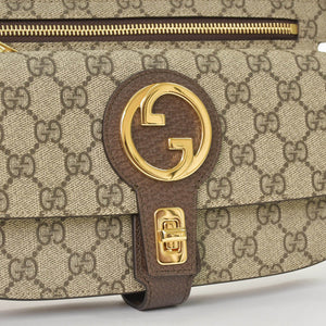 極美品 GUCCI グッチ ブロンディベルトバッグ GGスプリームキャンバス ベージュ インターロックキングG ラウンドGロゴ ウエストバッグ ゴールド金具 718154 中古 4a001086