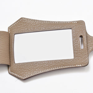 極美品 HERMES エルメス ラージタグ ネームタグ バッグチャーム ◻︎M刻印 シェーブル エトゥープ シルバー金具 中古 4b010927