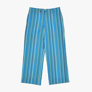 ISSEY MIYAKE FETE イッセイミヤケ ストライプ柄 パンツ IF44FF602 ウール コットン ブルー サイズ1 美品 中古 4b010949
