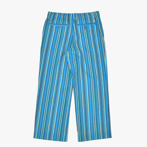 ISSEY MIYAKE FETE イッセイミヤケ ストライプ柄 パンツ IF44FF602 ウール コットン ブルー サイズ1 美品 中古 4b010949
