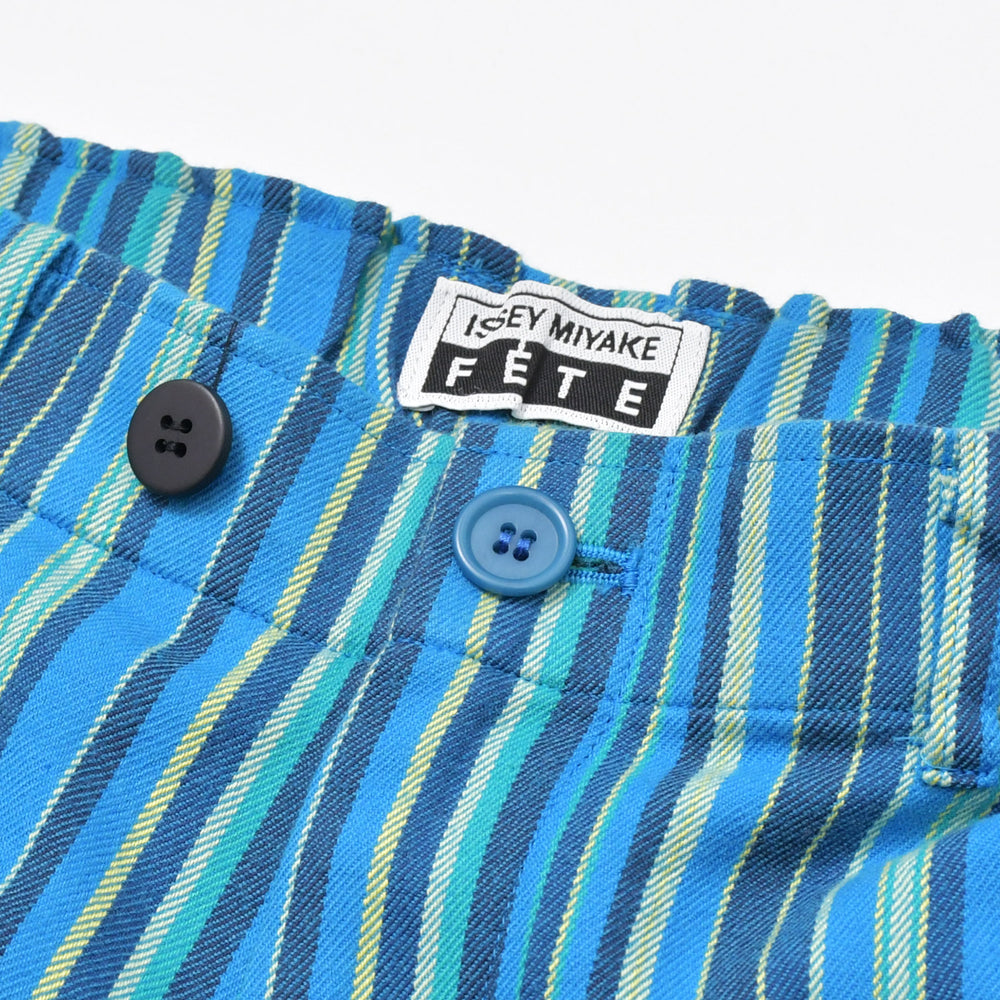 ISSEY MIYAKE FETE イッセイミヤケ ストライプ柄 パンツ IF44FF602 ウール コットン ブルー サイズ1 美品 中古 4b010949