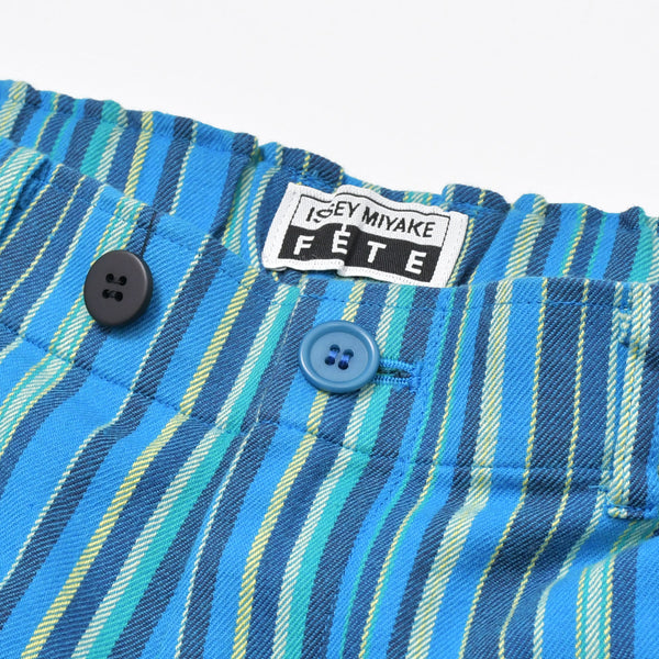 ISSEY MIYAKE FETE イッセイミヤケ ストライプ柄 パンツ IF44FF602 ウール コットン ブルー サイズ1 美品 中古 4b010949