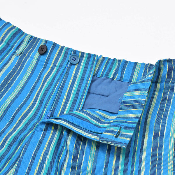 ISSEY MIYAKE FETE イッセイミヤケ ストライプ柄 パンツ IF44FF602 ウール コットン ブルー サイズ1 美品 中古 4b010949