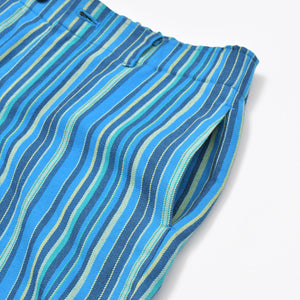 ISSEY MIYAKE FETE イッセイミヤケ ストライプ柄 パンツ IF44FF602 ウール コットン ブルー サイズ1 美品 中古 4b010949