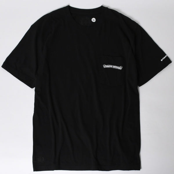 新品未使用 CHROME HEARTS クロムハーツ 半袖Tシャツ サイズXL スクロールラベルロゴ ブラック ホワイト プリント 新型 中古 4a009018