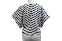 画像をギャラリービューアに読み込む, ALAIA アライア 半袖Tシャツ AA9H02913J043 サイズ38 ボーダー ロゴ プリント ホワイト ネイビー 美品 中古 4b001106
