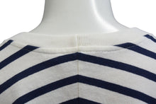 画像をギャラリービューアに読み込む, ALAIA アライア 半袖Tシャツ AA9H02913J043 サイズ38 ボーダー ロゴ プリント ホワイト ネイビー 美品 中古 4b001106