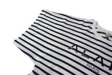 画像をギャラリービューアに読み込む, ALAIA アライア 半袖Tシャツ AA9H02913J043 サイズ38 ボーダー ロゴ プリント ホワイト ネイビー 美品 中古 4b001106