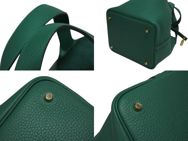 新品未使用 HERMES エルメス ピコタンロック22 ハンドバッグ B刻印 トリヨンクレマンス ヴェールヴェルティゴ ゴールド金具 中古 4b011077