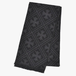 新品未使用 CHROME HEARTS クロムハーツ 総柄 CHクロス マフラー ストール 新作 ブラック カシミヤ 中古 4b011094