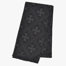 Load image into Gallery viewer, 新品未使用 CHROME HEARTS クロムハーツ 総柄 CHクロス マフラー ストール 新作 ブラック カシミヤ 中古 4b011094