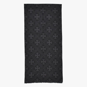 新品未使用 CHROME HEARTS クロムハーツ 総柄 CHクロス マフラー ストール 新作 ブラック カシミヤ 中古 4b011094