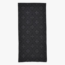 Load image into Gallery viewer, 新品未使用 CHROME HEARTS クロムハーツ 総柄 CHクロス マフラー ストール 新作 ブラック カシミヤ 中古 4b011094