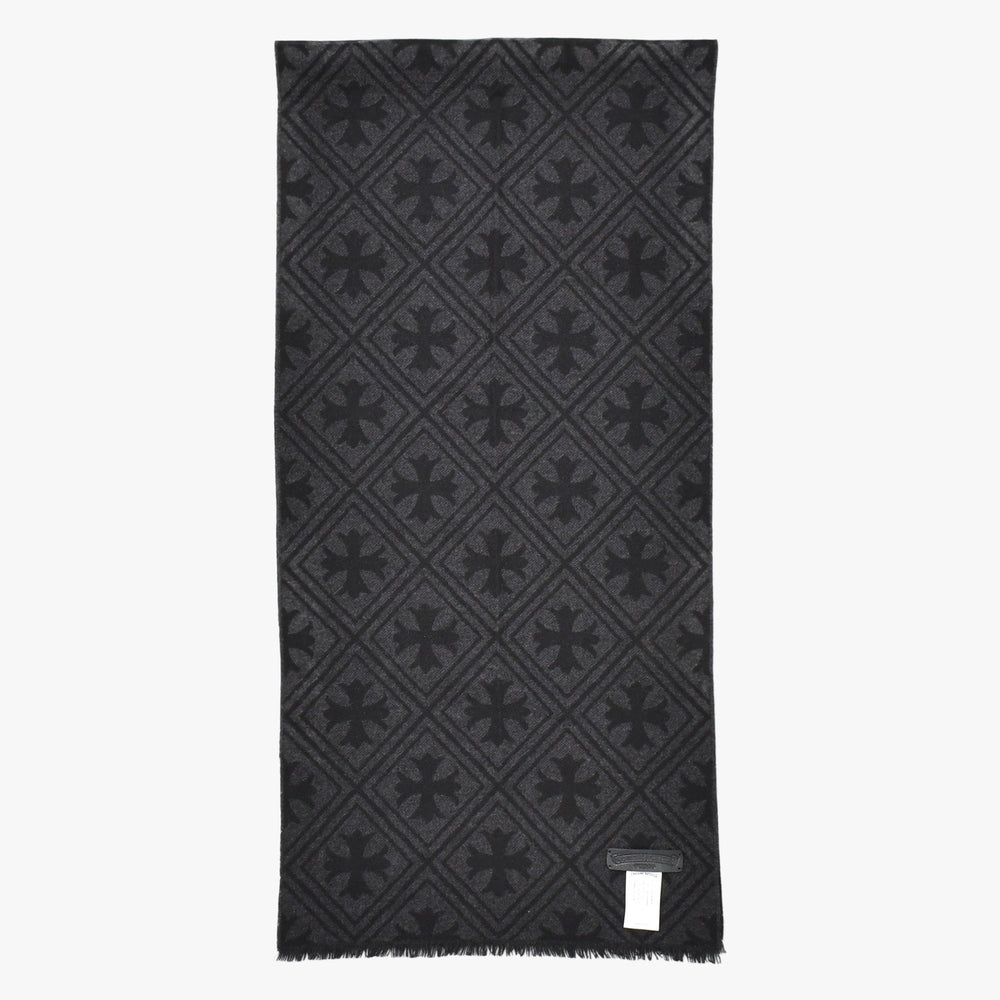 New and unused CHROME HEARTS All pattern CH cross muffler stole new black cashmere used 4b011094