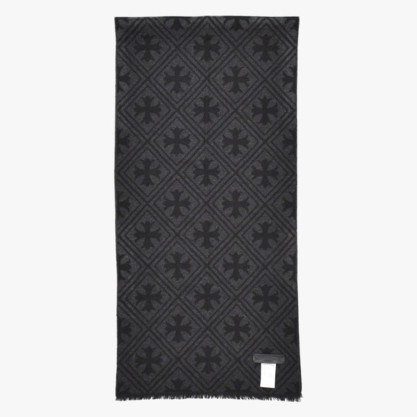 新品未使用 CHROME HEARTS クロムハーツ 総柄 CHクロス マフラー ストール 新作 ブラック カシミヤ 中古 4b011094