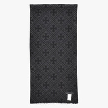 Load image into Gallery viewer, 新品未使用 CHROME HEARTS クロムハーツ 総柄 CHクロス マフラー ストール 新作 ブラック カシミヤ 中古 4b011094