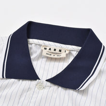 Load image into Gallery viewer, MARNI マルニ 半袖ポロシャツ POMU0009LS サイズ50 19SS ストライプ コットン ホワイト ネイビー 美品 中古 4b011101