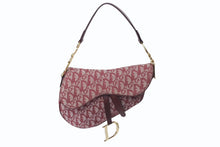 Load image into Gallery viewer, Christian Dior クリスチャンディオール サドルバッグ ガリアーノ期 ハンドバッグ トロッター柄 レザー レッド 美品 中古 4b001122
