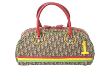 Load image into Gallery viewer, Christian Dior クリスチャンディオール ボストンバッグ ボーリング 01RU 0094 トロッター ラスタカラー ブラウン シルバー金具 美品 中古 4b001123