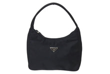 画像をギャラリービューアに読み込む, 極美品 PRADA プラダ ホーボー ハンドバッグ ワンショルダーバッグ MV515 トライアングルロゴ ナイロン ブラック 中古 4b001129